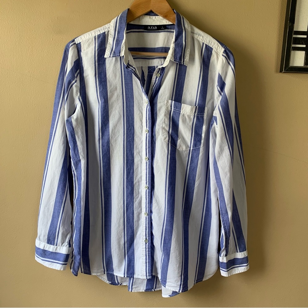 a.n.a A New Approach Button Down Shirt Linen Blend Long Sleeves Size L
